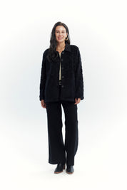 Polar Mujer Cuello Camisero Negro