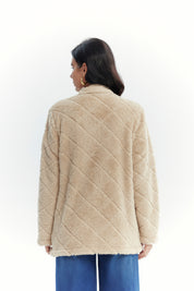 Polar Mujer Cuello Camisero Beige Oscuro
