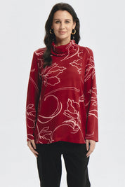 Sweater Mujer Cuello Drapeado Rojo Oscuro