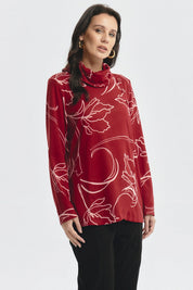 Sweater Mujer Cuello Drapeado Rojo Oscuro