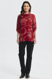 Sweater Mujer Cuello Drapeado Rojo Oscuro