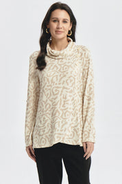 Sweater Mujer Cuello Drapeado Beige Oscuro