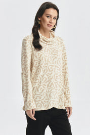 Sweater Mujer Cuello Drapeado Beige Oscuro