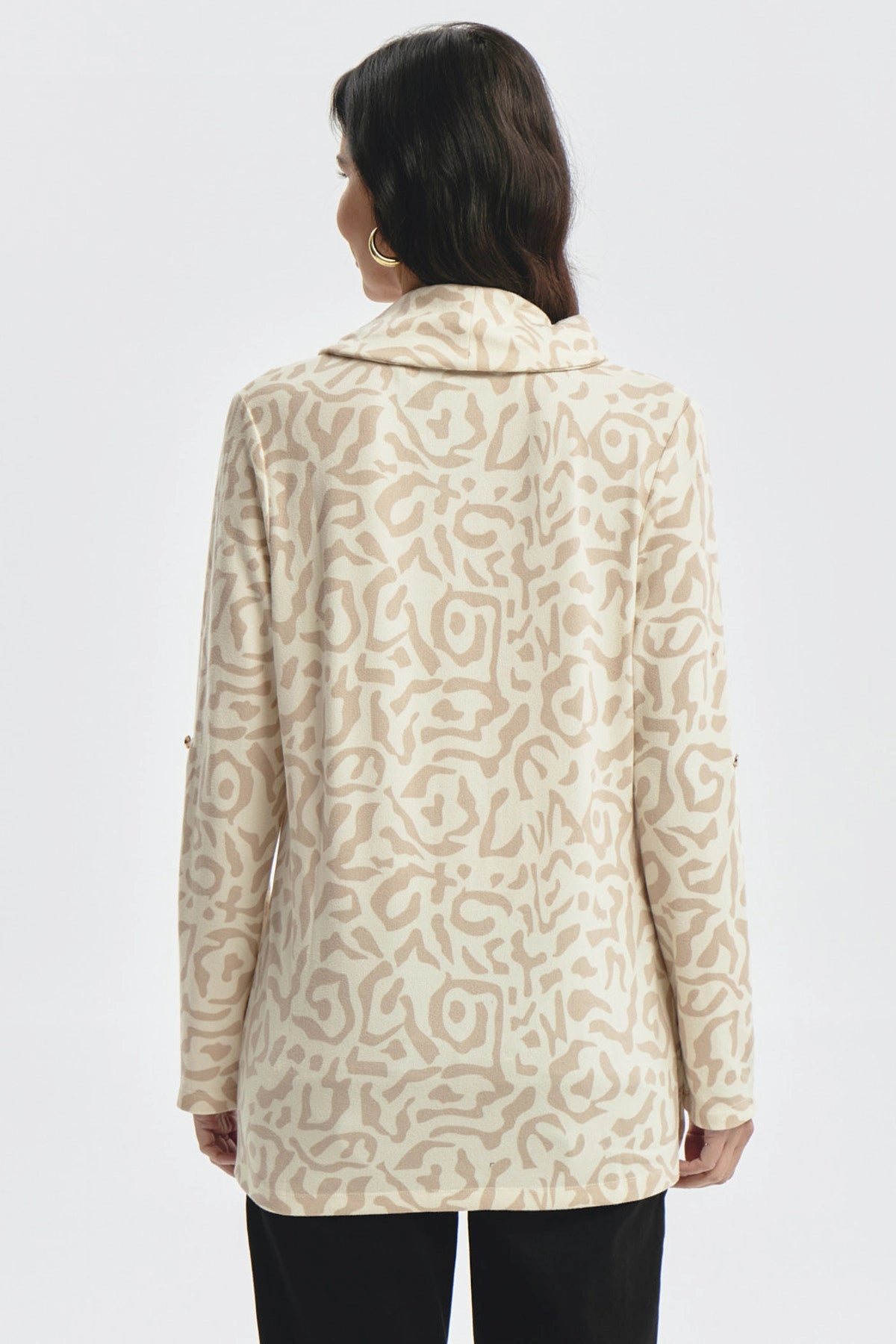 Sweater Mujer Cuello Drapeado Beige Oscuro