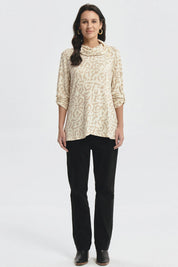 Sweater Mujer Cuello Drapeado Beige Oscuro
