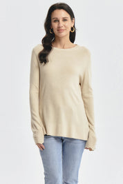 Sweater Mujer Botones Beige Oscuro