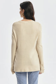 Sweater Mujer Botones Beige Oscuro
