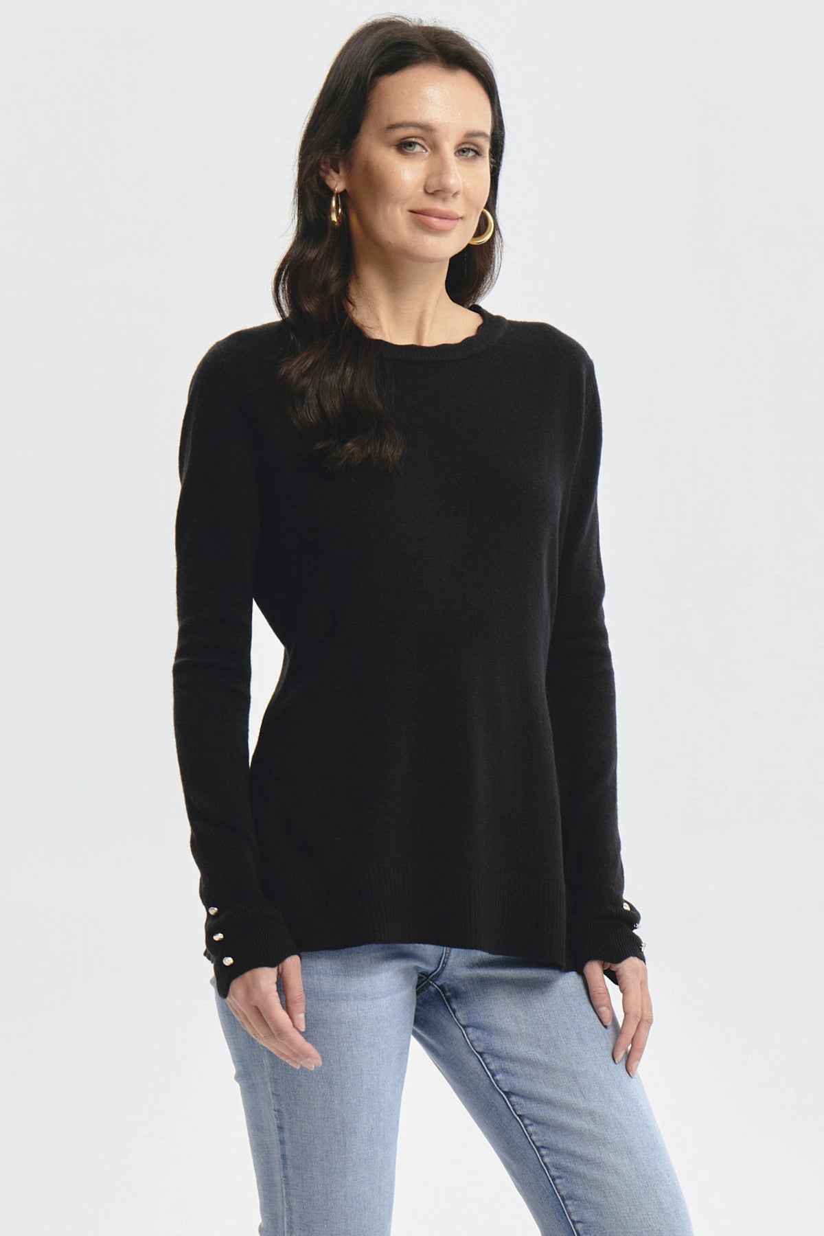 Sweater Mujer Botones Negro