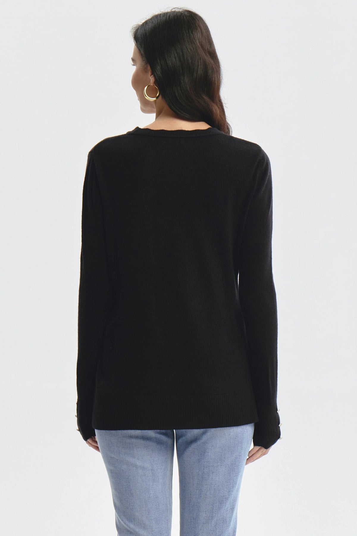 Sweater Mujer Botones Negro