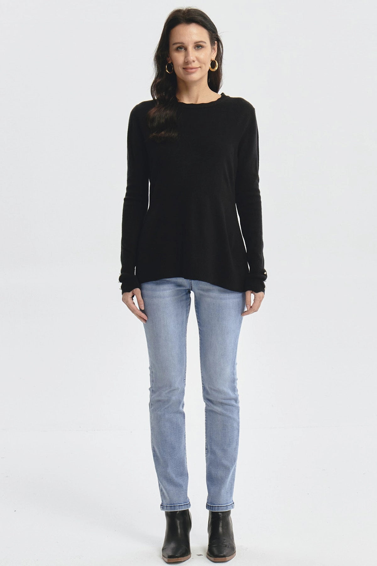 Sweater Mujer Botones Negro