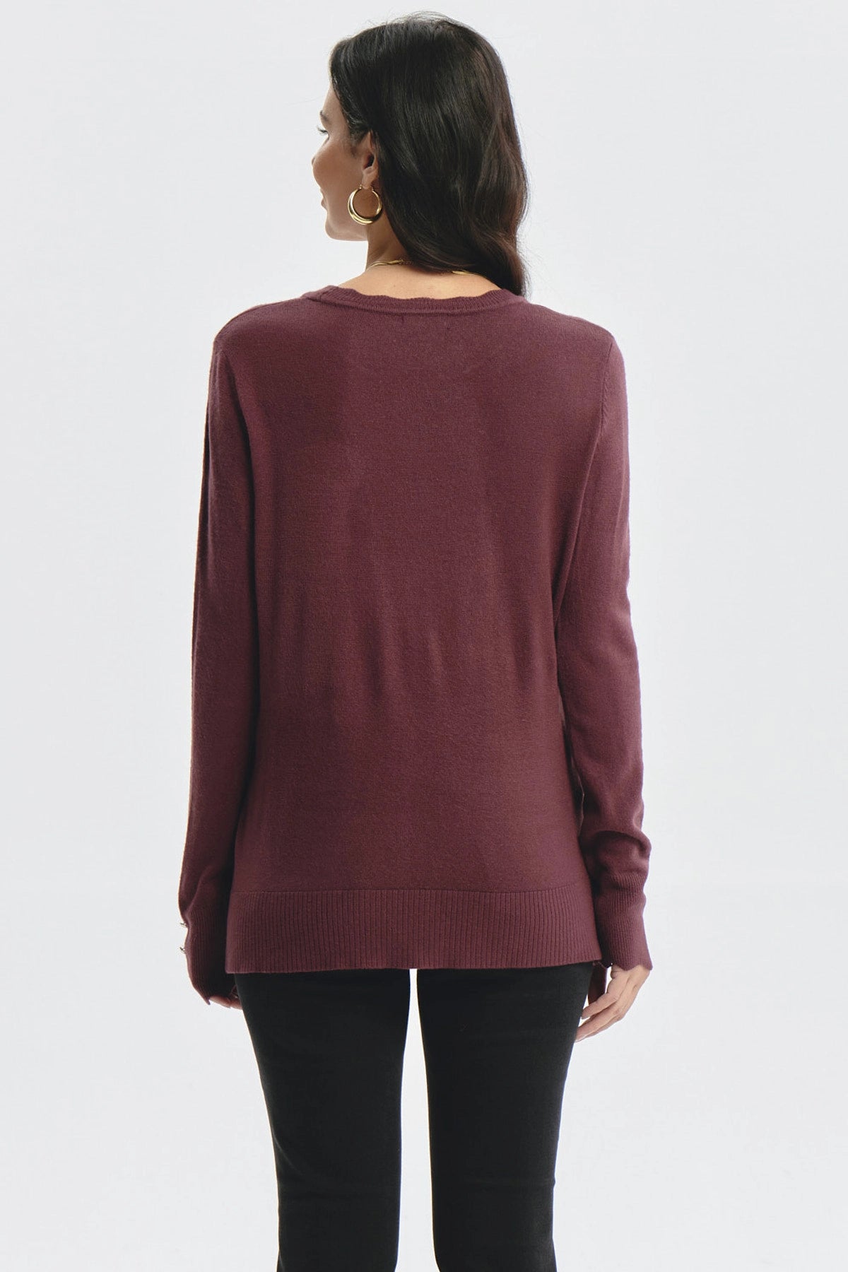 Sweater Mujer Botones Rojo