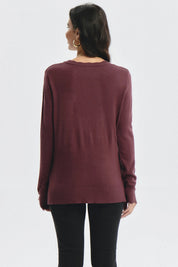 Sweater Mujer Botones Rojo