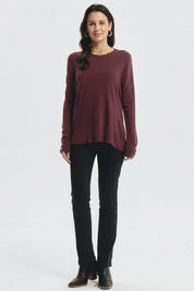 Sweater Mujer Botones Rojo