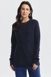 Sweater Mujer Deseño Calado Azul Oscuro