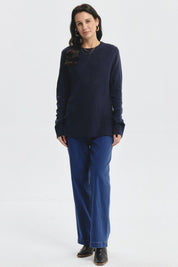 Sweater Mujer Deseño Calado Azul Oscuro