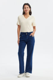 Jeans Mujer Flare Tiro Alto Azul