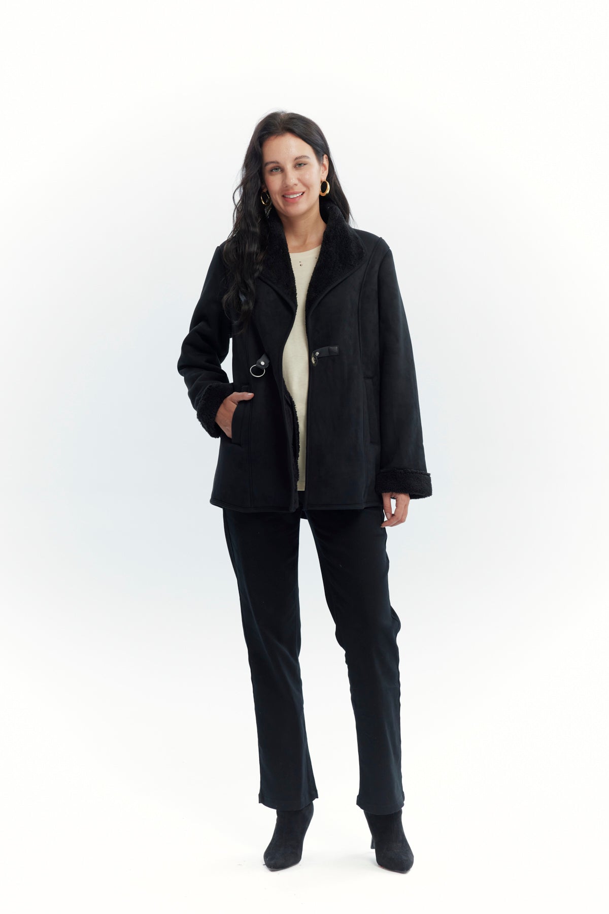 Chaqueta Mujer Slim Cuello Camisero Negro