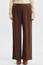 Pantalón Mujer Wide Leg Café