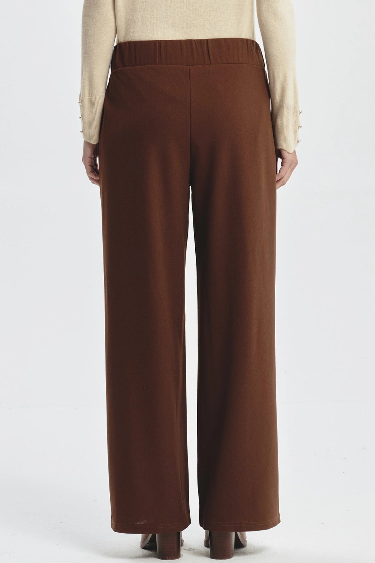 Pantalón Mujer Wide Leg Café