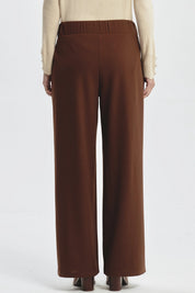 Pantalón Mujer Wide Leg Café
