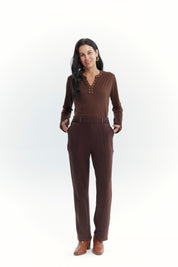 Calza Mujer Slim Café Oscuro