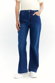 Jeans Mujer Flare Azul Oscuro