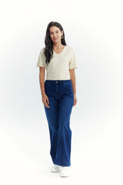 Jeans Mujer Flare Azul Oscuro