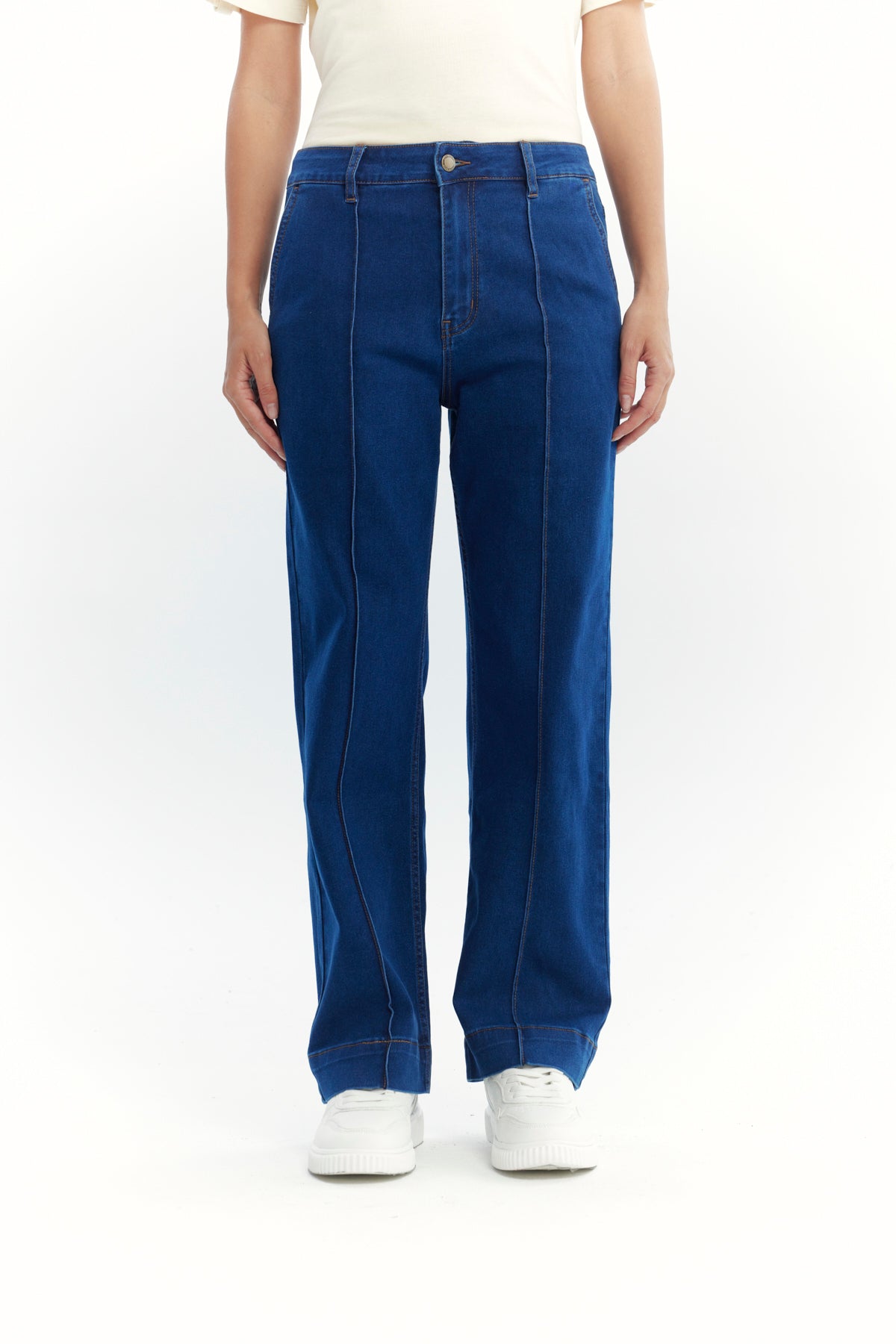 Jeans Mujer Calce Recto Azul Oscuro