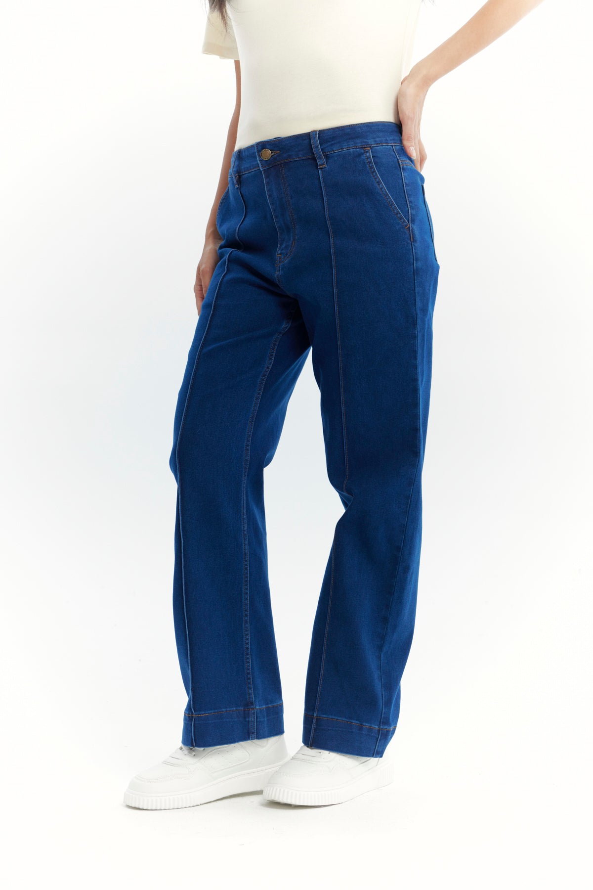 Jeans Mujer Calce Recto Azul Oscuro