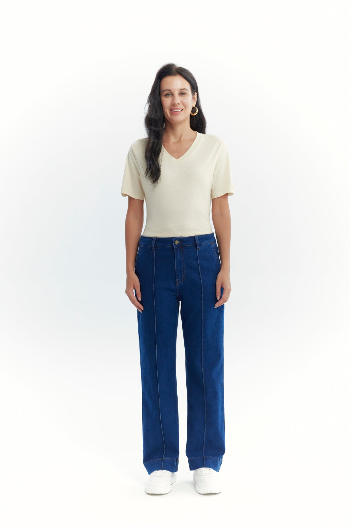 Jeans Mujer Calce Recto Azul Oscuro