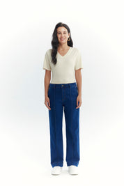 Jeans Mujer Calce Recto Azul Oscuro