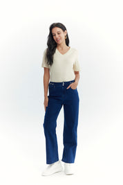 Jeans Calce Recto Mujer Azul