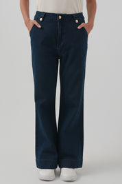 Jeans Flare Mujer Azul Oscuro