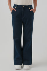 Jeans Flare Mujer Azul Oscuro