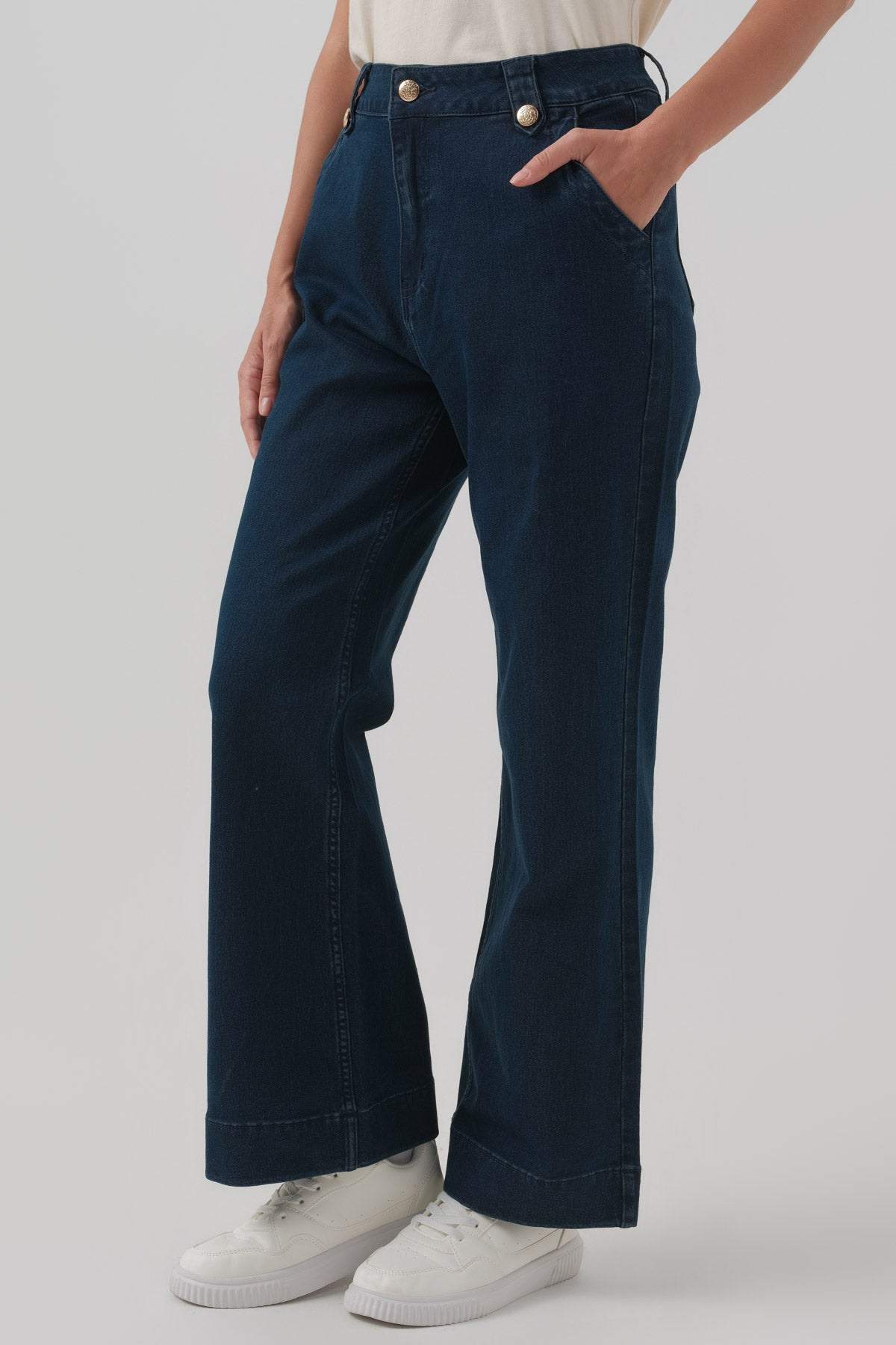 Jeans Flare Mujer Azul Oscuro