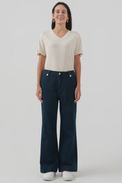 Jeans Flare Mujer Azul Oscuro