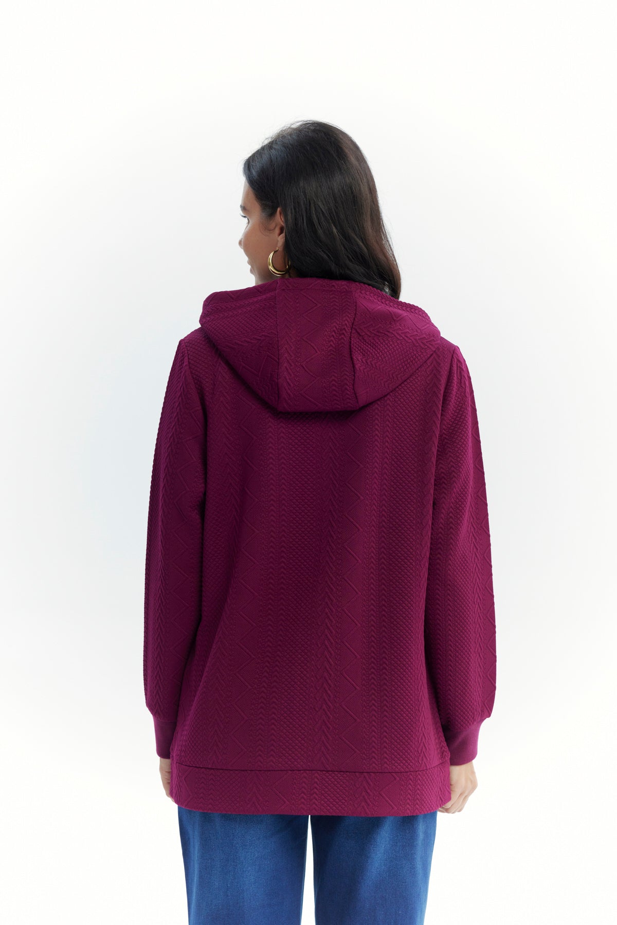 Polerón Mujer Slim Cuello Con Cierre Rojo