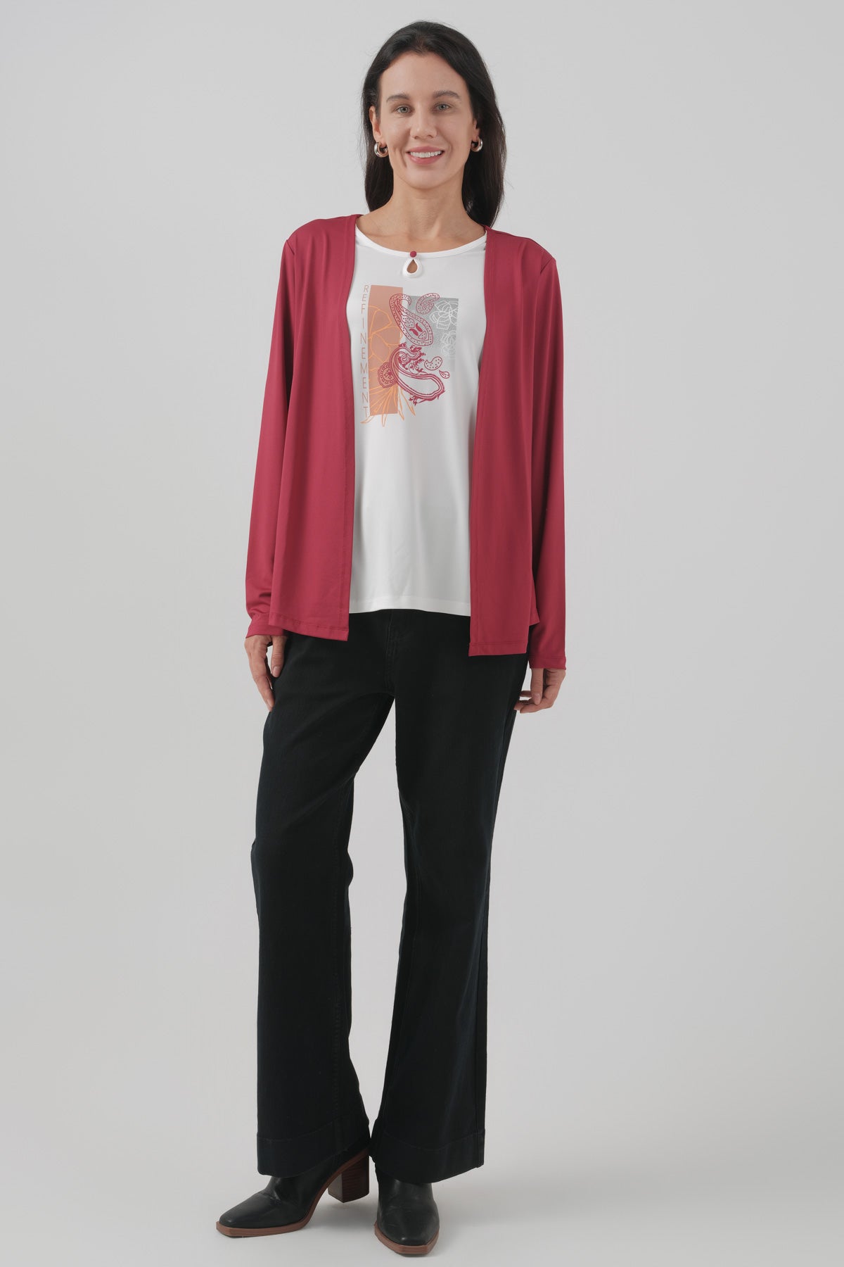 Polera Mujer Regular Burdeo