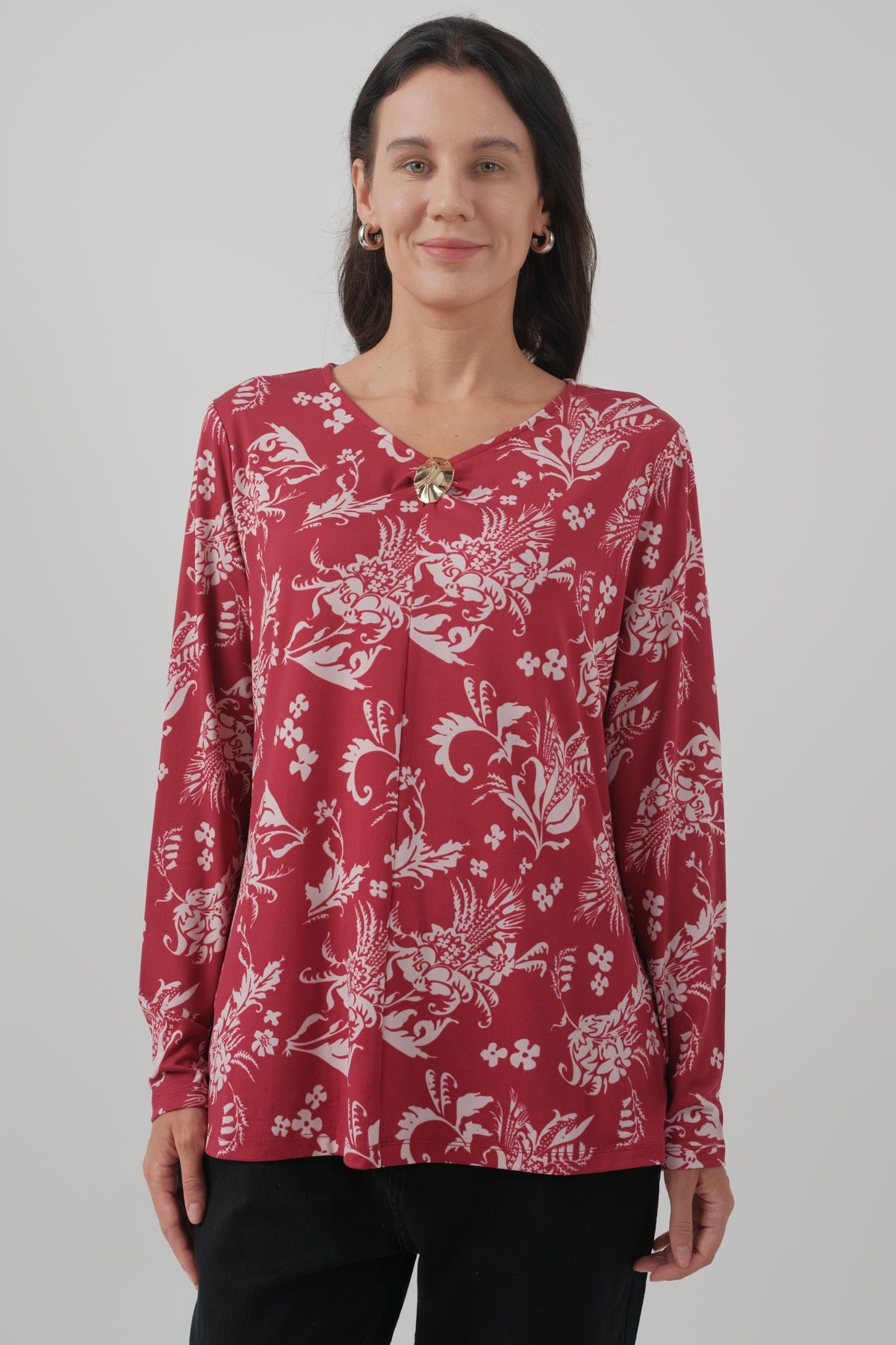 Polera Mujer Regular Burdeo