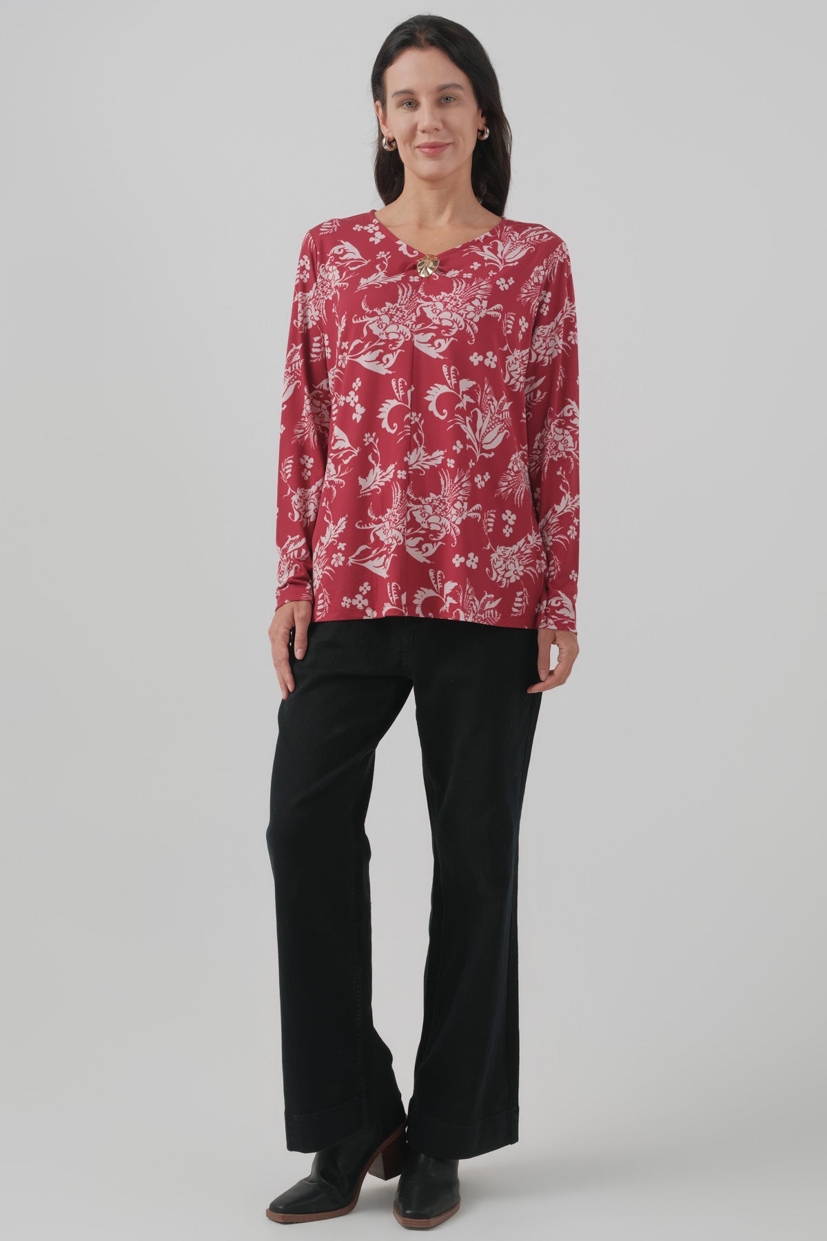 Polera Mujer Regular Burdeo