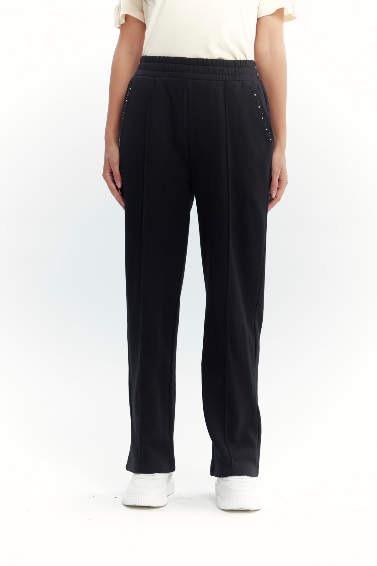 Pantalón Buzo Mujer Calce Recto Negro