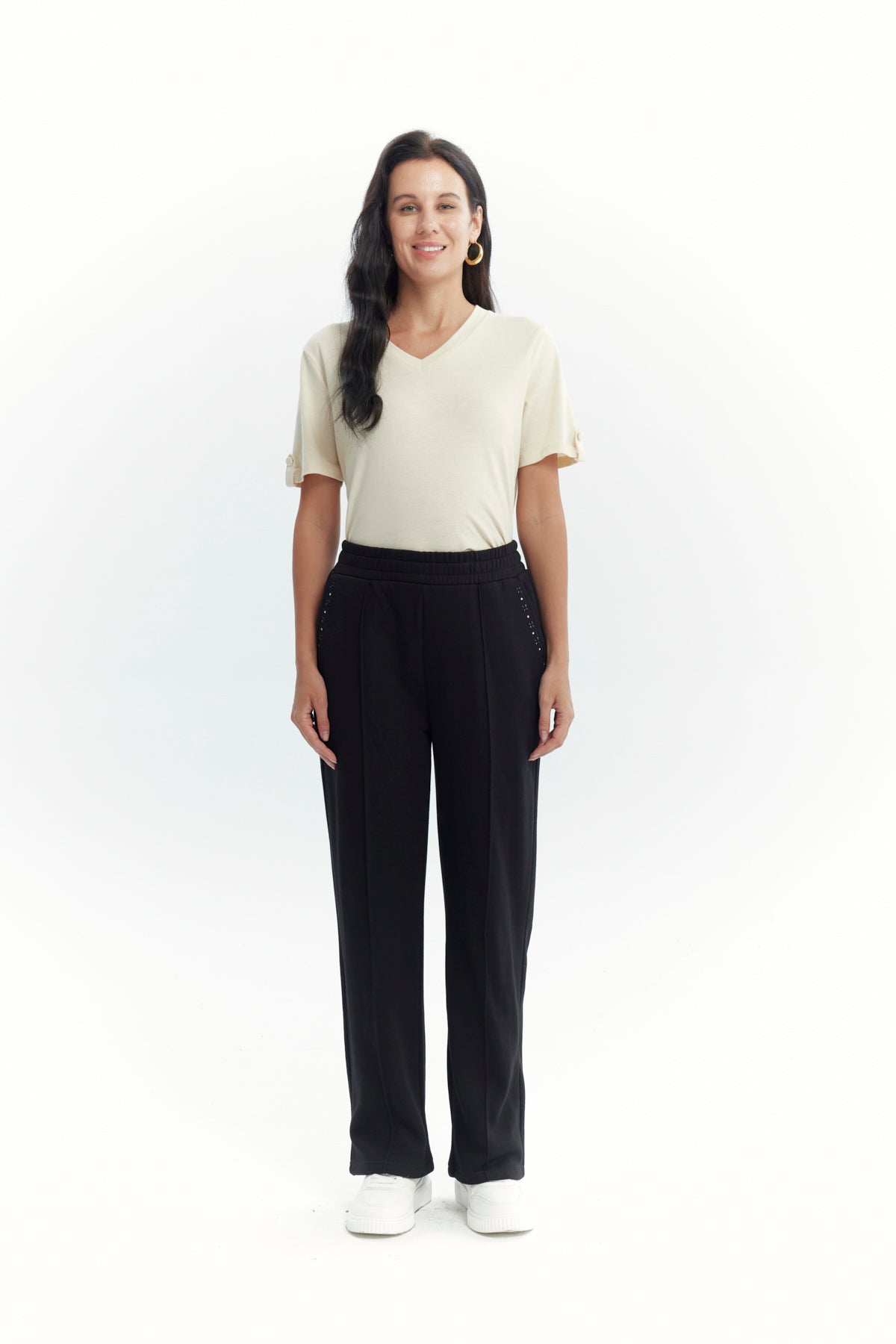 Pantalón Buzo Mujer Calce Recto Negro