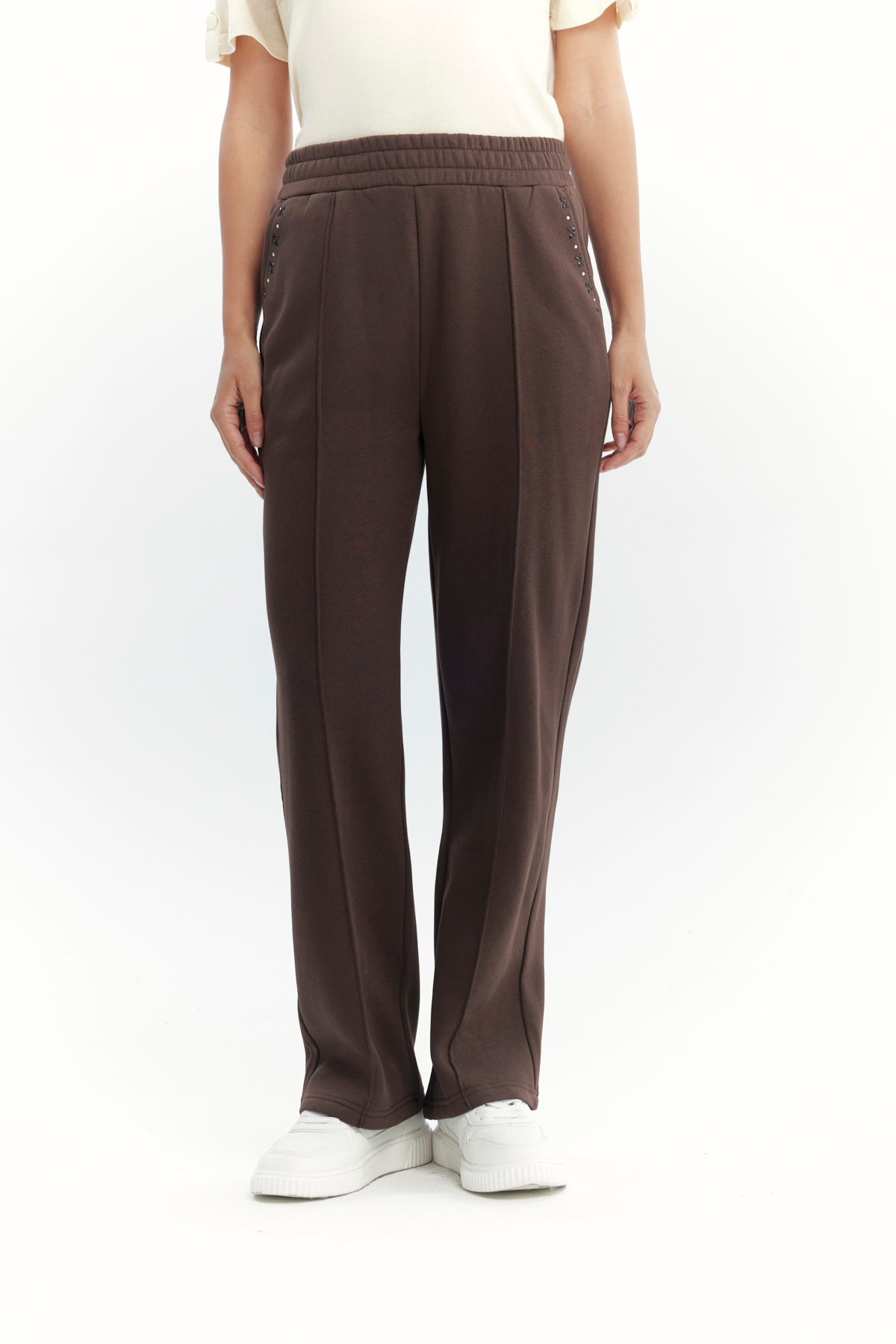 Pantalón Buzo Mujer Calce Recto Chocolate