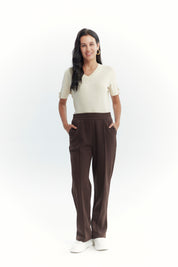 Pantalón Buzo Mujer Calce Recto Chocolate