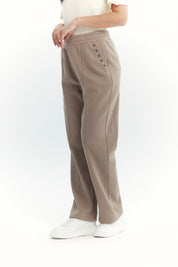 Pantalón Buzo Mujer Calce Recto Beige