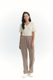 Pantalón Buzo Mujer Calce Recto Beige