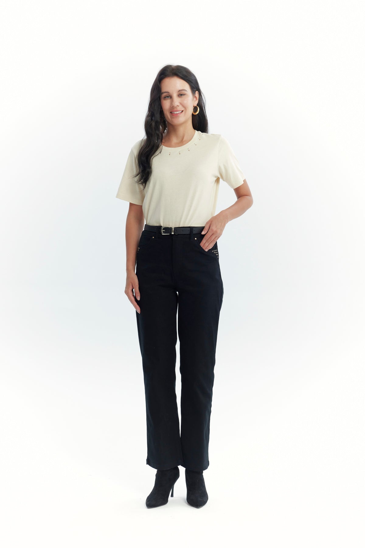 Pantalón Mujer Calce Recto Negro