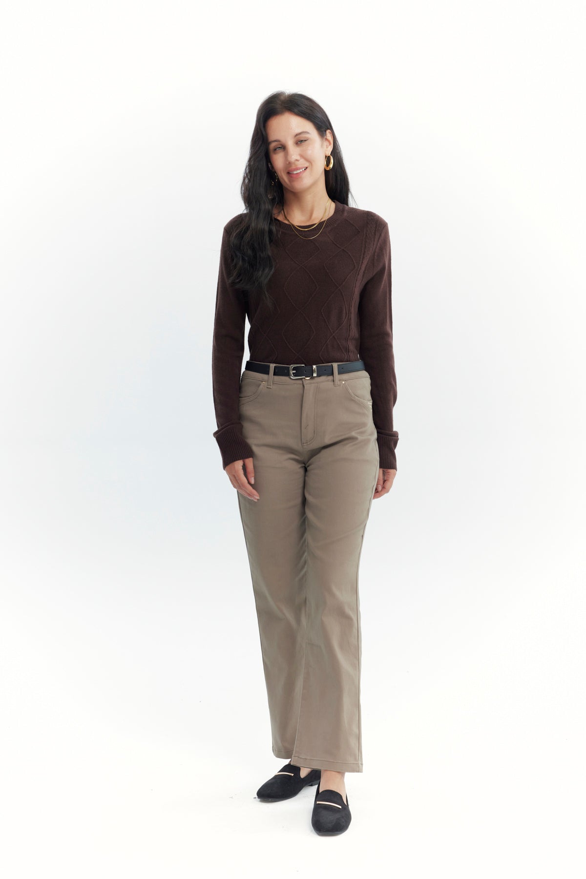 Pantalón Mujer Calce Recto Beige