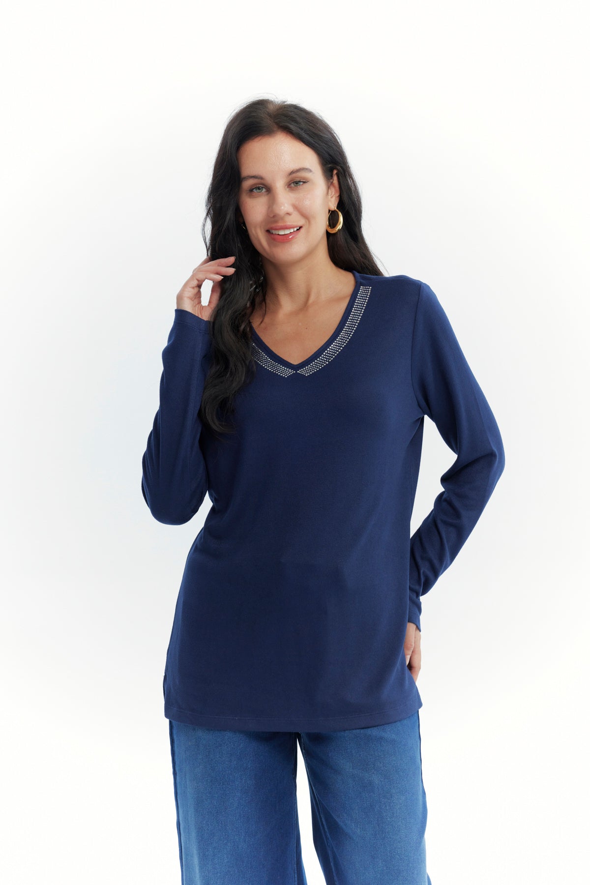 Polera Mujer Slim Azul Oscuro