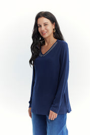 Polera Mujer Slim Azul Oscuro